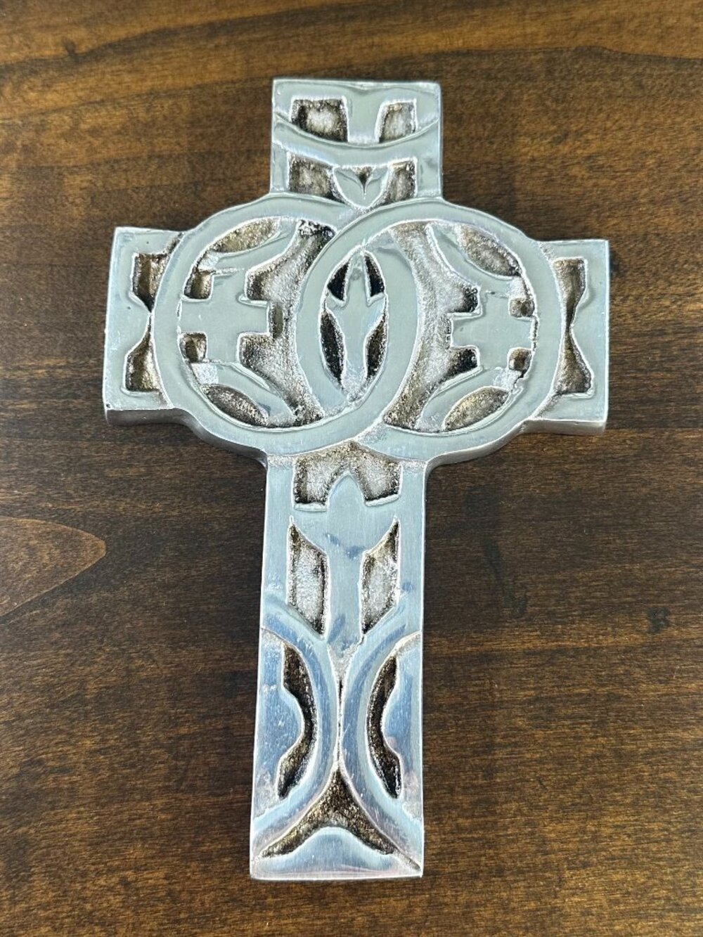 Silver Celtic-Style Cross Wall Decor - Christina/Irish Wall Decor - 5" x 7"